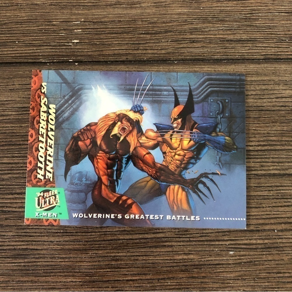 X-men ’94 Fleer Ultra trading card: Wolverine’s Greatest Battles: Vs. Sabertooth